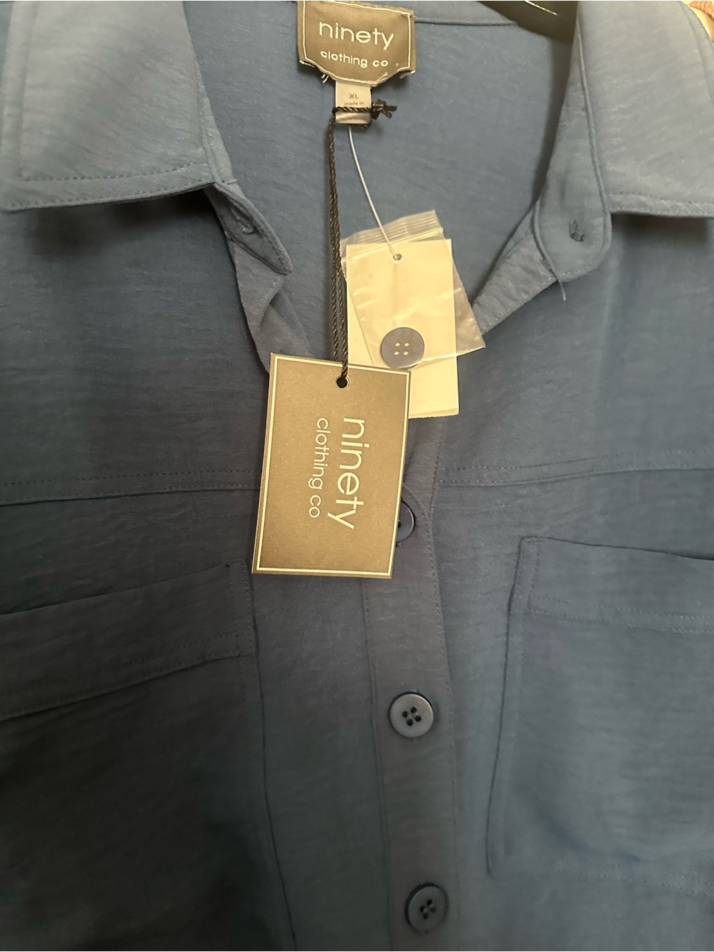 Woman’s  Long-Sleeve Button Front Shirt - Blue - Picture 3 of 3